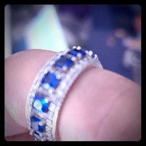 Sapphire & Sterling Silver Band Ring